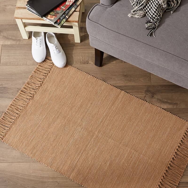 DII Gray and Off White 2-Tone Ribbed Rug 2x3 Ft - 24.0 In. L X 36.0 In. W X 0.2 In. H