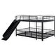preview thumbnail 4 of 70, Metal Bunk Bed with Slide and Door, Twin Over Twin/Full Over Full Low Bunk Bedframe with Fence Guardrails and Ladder for 2 Kids