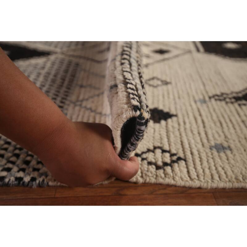 Geometric Moroccan Rug Hand-Knotted Wool Carpet - 8'9"x 12'7"