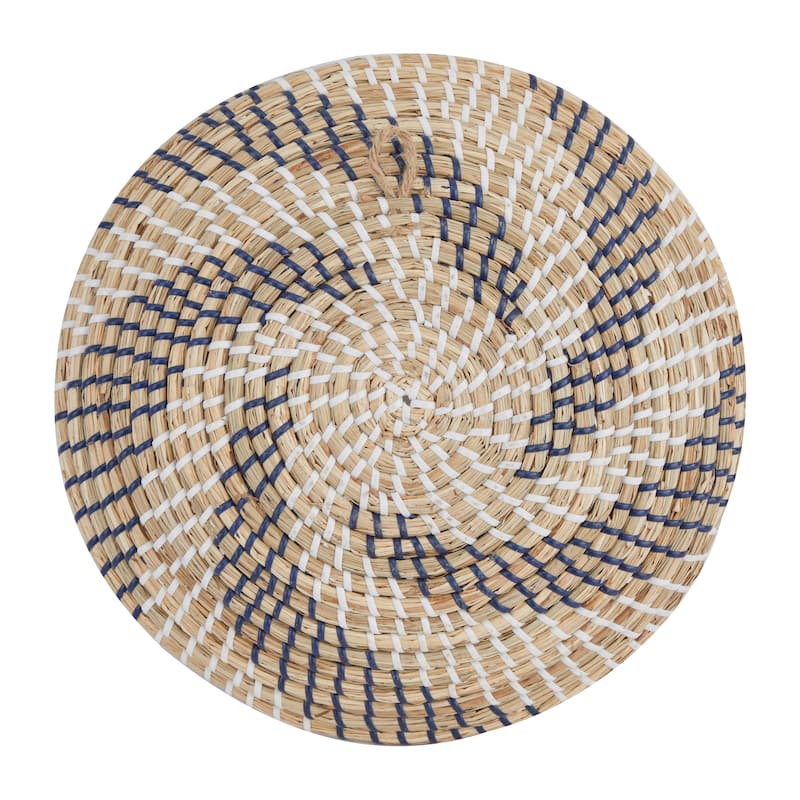 Seagrass Plate Handmade Patterned Basket Wall Decor - Set of 6 Orange - Roche River Decor