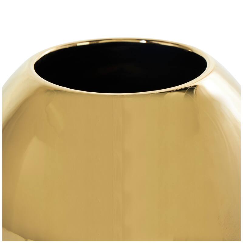 CosmoLiving by Cosmopolitan Black Ceramic Decorative Vase with Abstract Gold Melting Drips - 9 x 9 x 13
