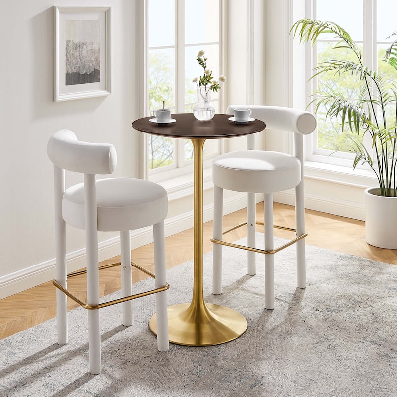 Lippa Round Wood Bar Table - White