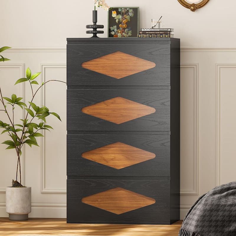 Dresser for Bedroom Chest of Deep Drawers Storage Dressers Organizer - 4-drawer