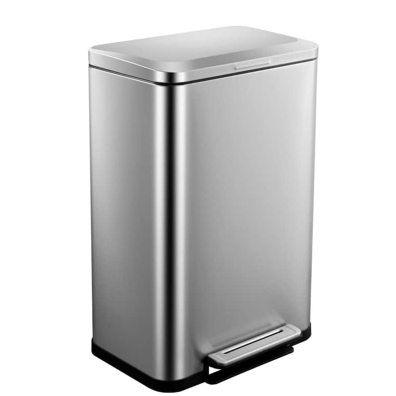 13.2 Gallon Trash Can, 50L High-Capacity for Home Kitchen Bathroom Bedroom Office - Silver
