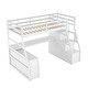 preview thumbnail 31 of 37, Twin Size Wood Loft Bed with 7 Drawers 2 Shelves, Ladder and Desk for Kids, Bedroom