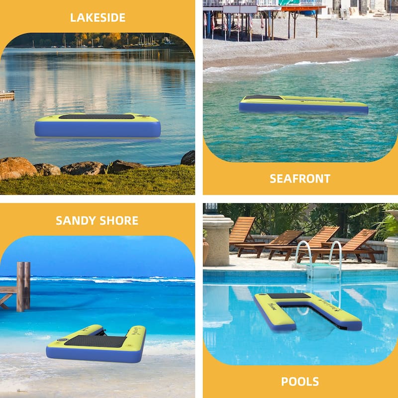 Moasis Floating Dog Boats Inflatable Water Pool Ramp 59" x 37,4" Boats Docks Beach - 59" x 37,4" x 5,9"