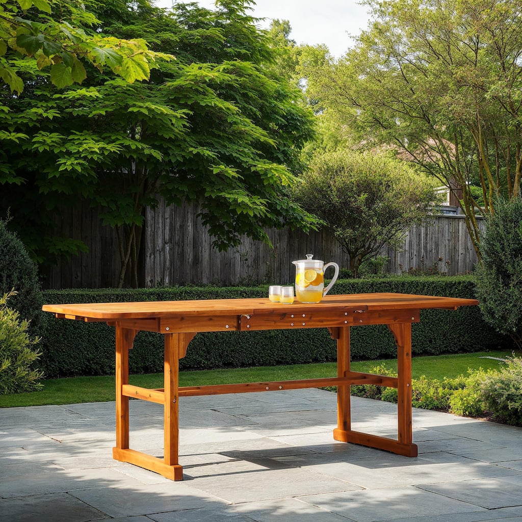 Walker Edison Surfside Acacia Wood Outdoor Extension Dining Table