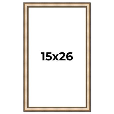 15x26 Frame Gold Solid Wood Shadow Box Width 1.5 Inches | Interior Frame Depth 2 3/8 Inches