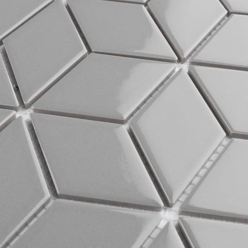 SomerTile Metro Rhombus Glossy Light Grey 10-1/2"x12.13" Porcelain Mosaic Tile