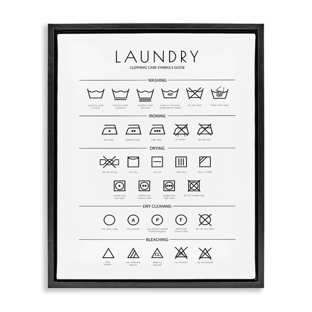 Stupell Laundry Cleaning Symbols Minimal Design Floater Frame - White