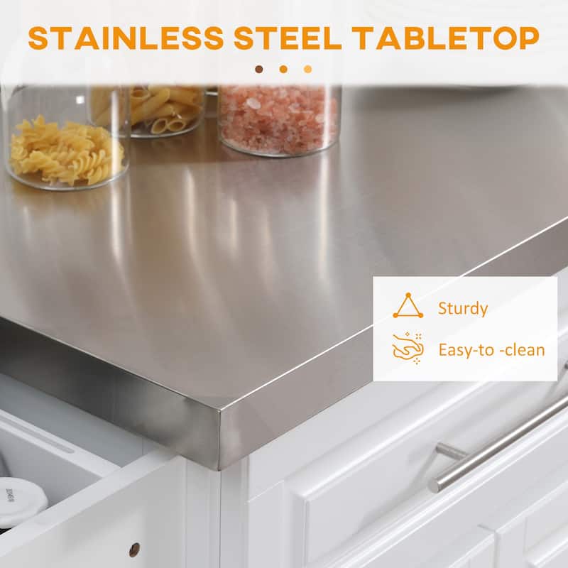 Rolling Kitchen Island With Storage(no include stool)