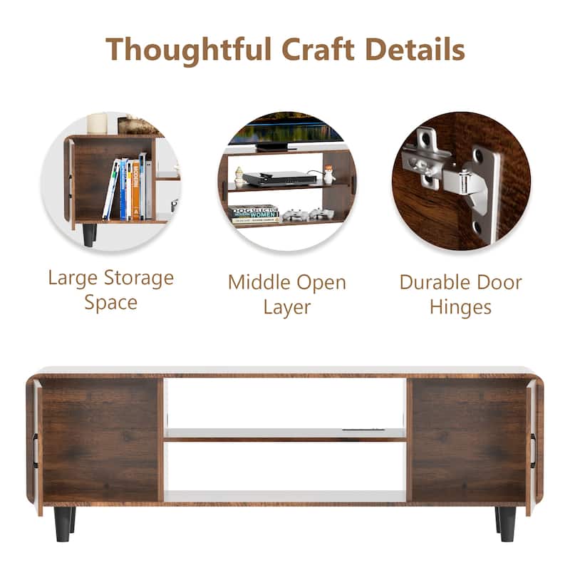 50.7" TV Stand with Storage for 55" TVs, 3-Tier Shelves and 110lb Capacity, Easy Assembly