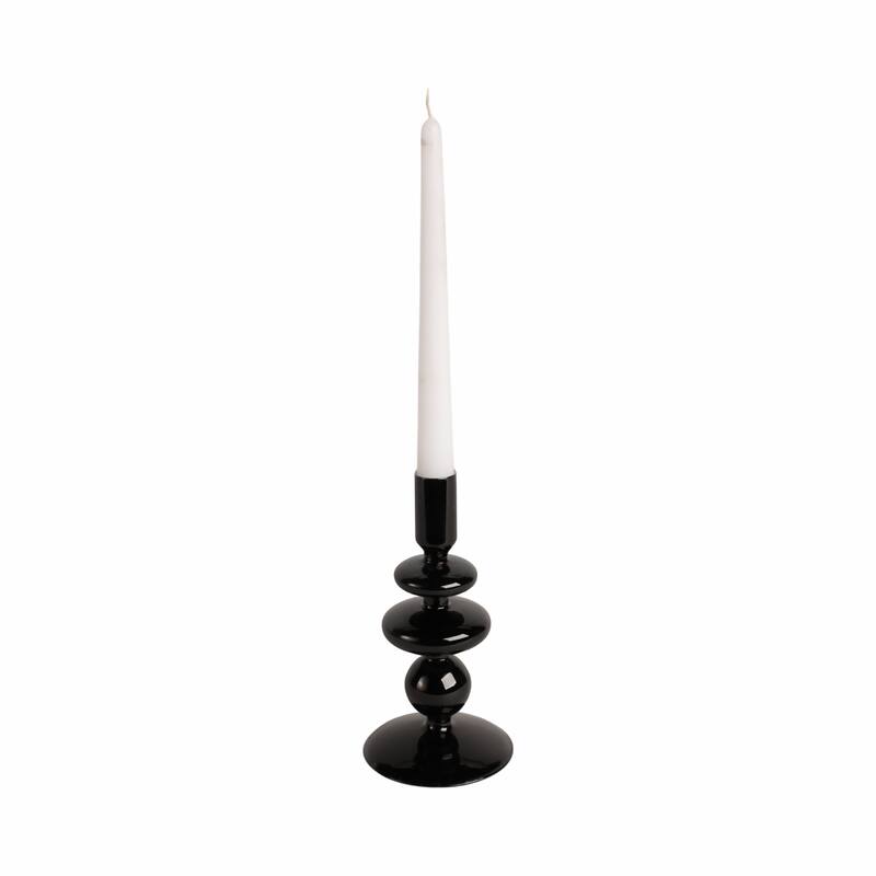 Modern Bubble Glass Candle Holder with Rounded Accent Base