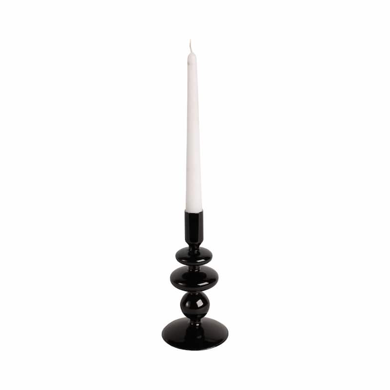 Sculptural Glass Candle Holder with Rounded Accent Base - Modern Tabletop Candle Holder for Any Room