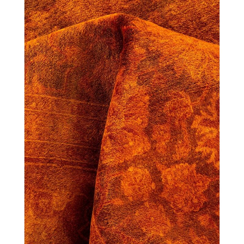 Overton Hand Knotted Wool Vintage Inspired Modern Contemporary Overdyed Gold Square Area Rug - 8' 2" x 8' 6"