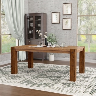 Rustic Solid Wood Dining Table Desk Block Leg Farmhouse Home Style Vintage Look 