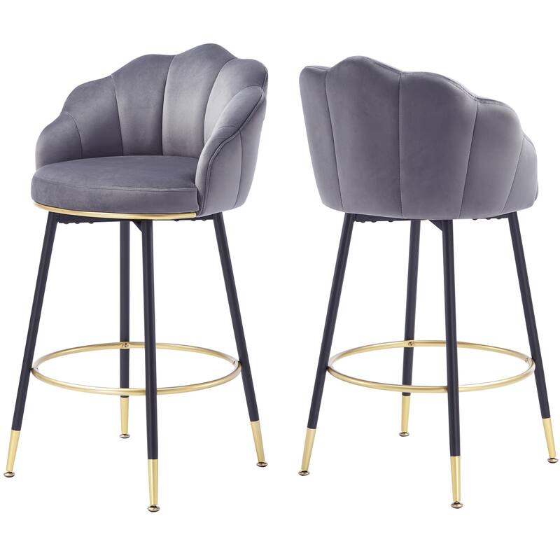 Hausfame Modern Swivel Bar Stools With Backs (Set of 2) - 22.2 in. W X 21.3 in. D X 39.6 in. H