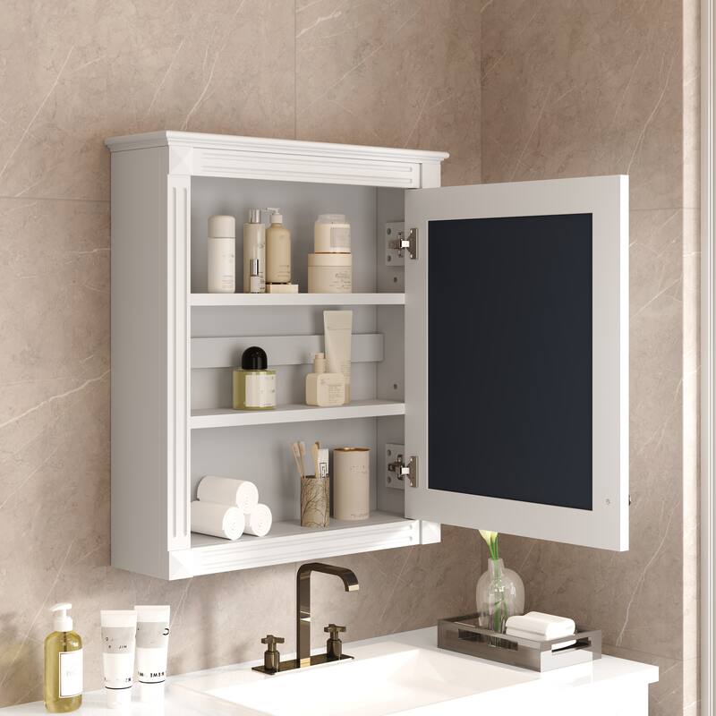 GDF-Studio - Wendell Modern Wall-Mounted Bathroom Medicine Cabinet with Mirror, Soft-Close Hinges & Adjustable Shelves
