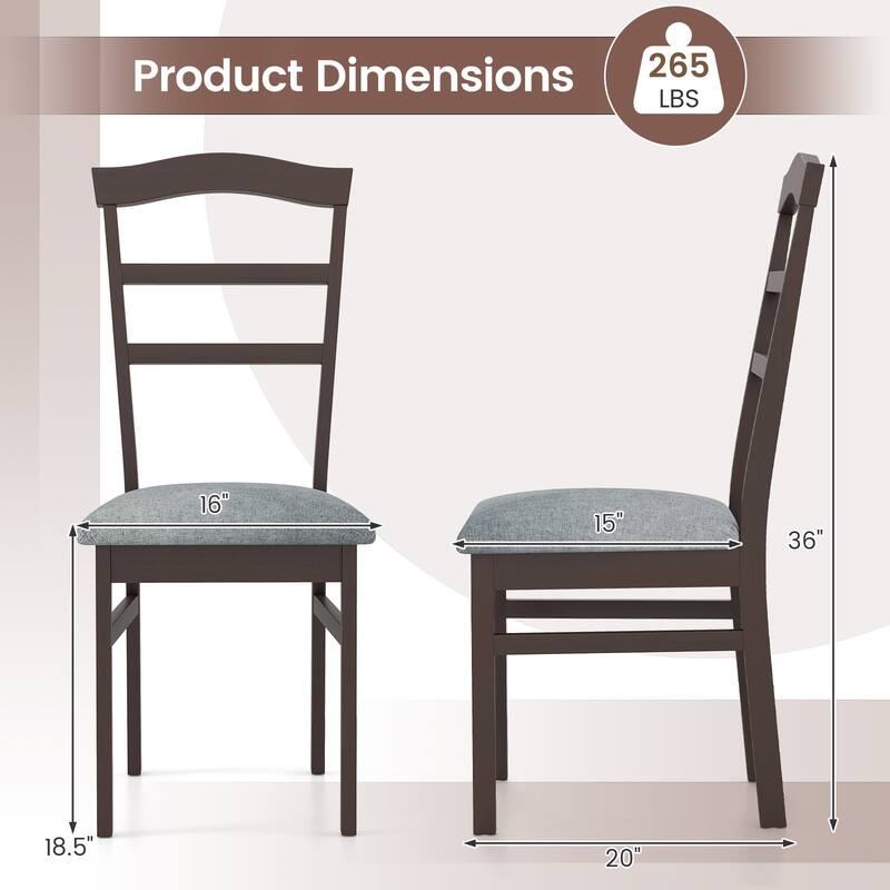 Gymax Modern Dining Chairs Set of 4 w/ Rubber Wood Frame Hollowed