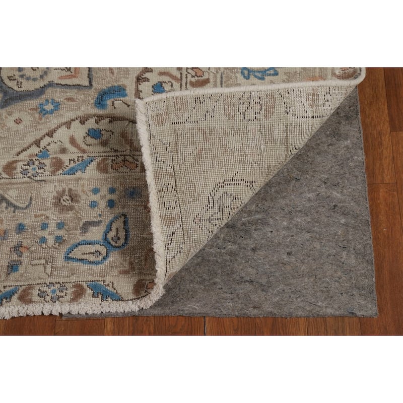 Hand Knotted Oriental 100% Wool Carpet Traditional Floral Beige & Ivories Tabriz Area Rug - 11' 0'' X 8' 2''