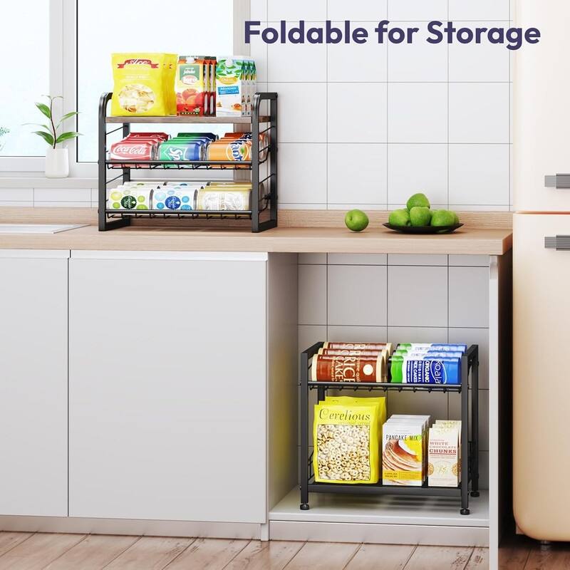 Can Organizer for Pantry - Stackable Rolling Snack Cart, Soda Can Organizer - 11.81"D x 16.77"W x 30.71"H