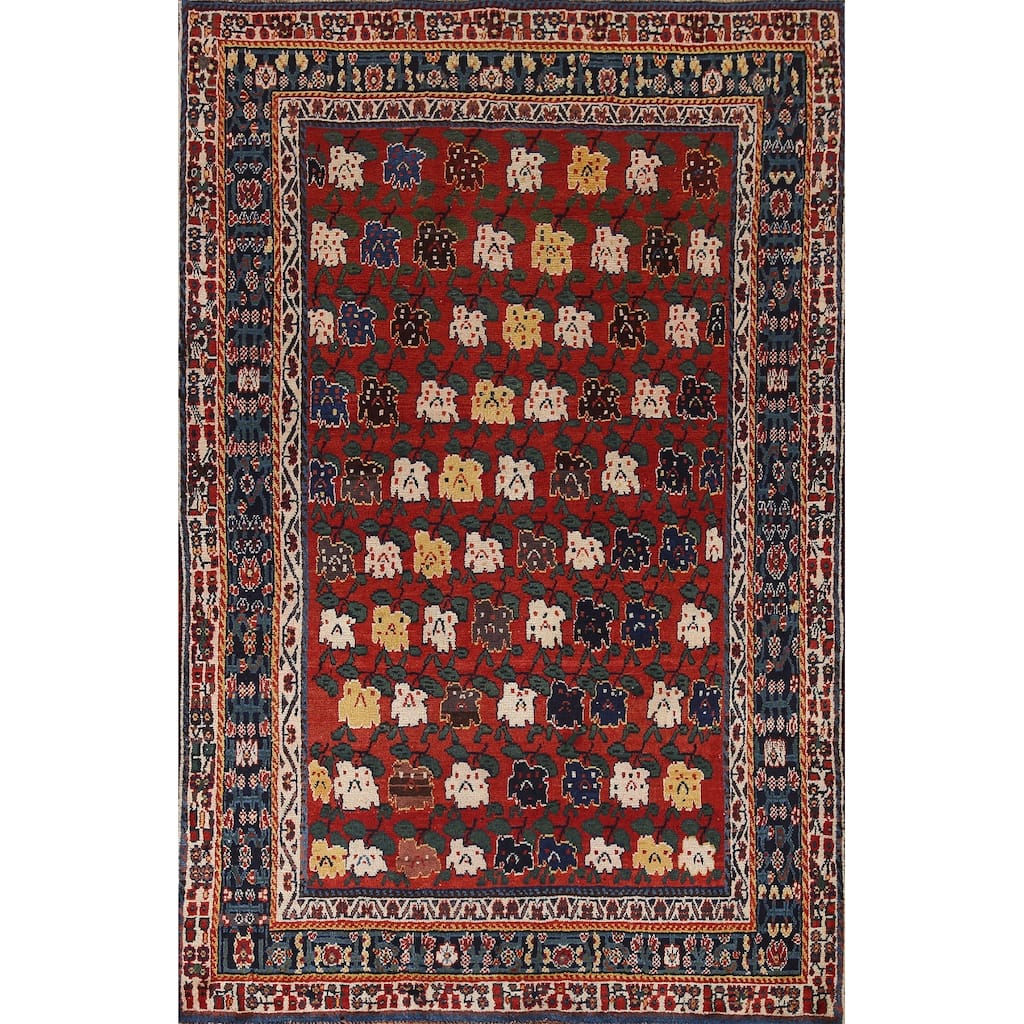 Vegetable Dye Kashkoli Persian Vintage Area Rug Handmade Wool Carpet - 5'1"x 8'4"