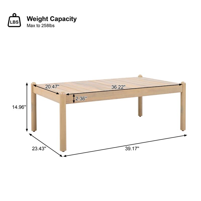 Christopher Knight Home - Monteria Outdoor 39.17" Rectangular Acacia Wood Coffee Table, Slatted Tabletop & Low-Profile Design