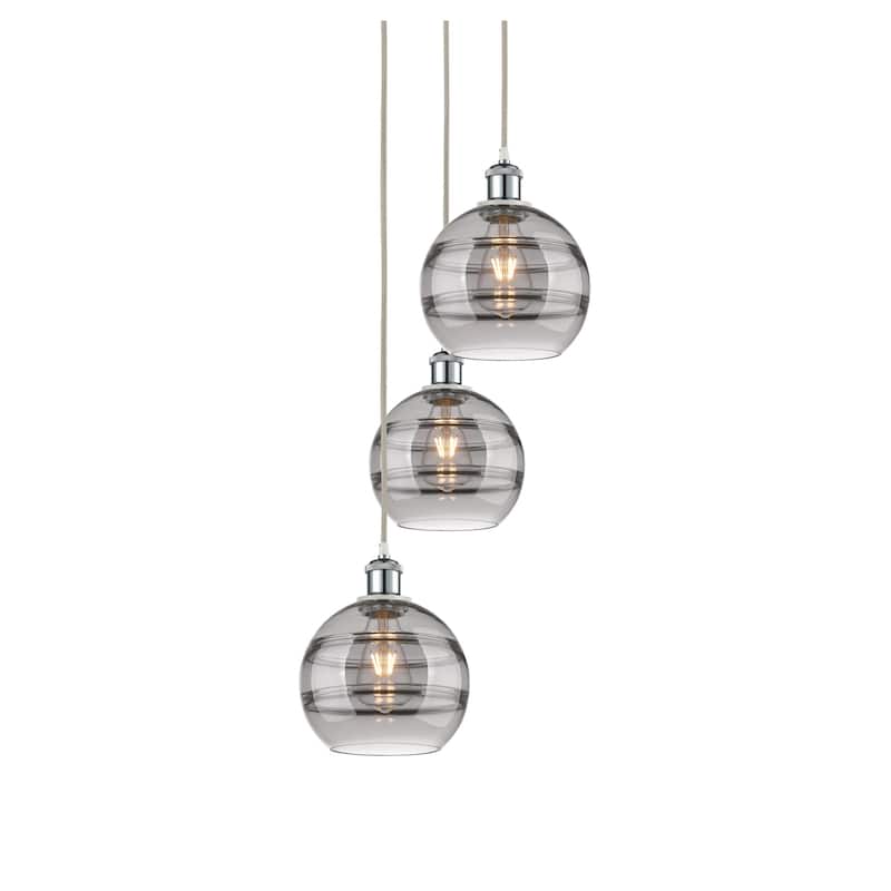Innovations Lighting 113B-3P-30-15 Rochester Pendant Rochester 3 Light - White Polished Chrome / Smoked