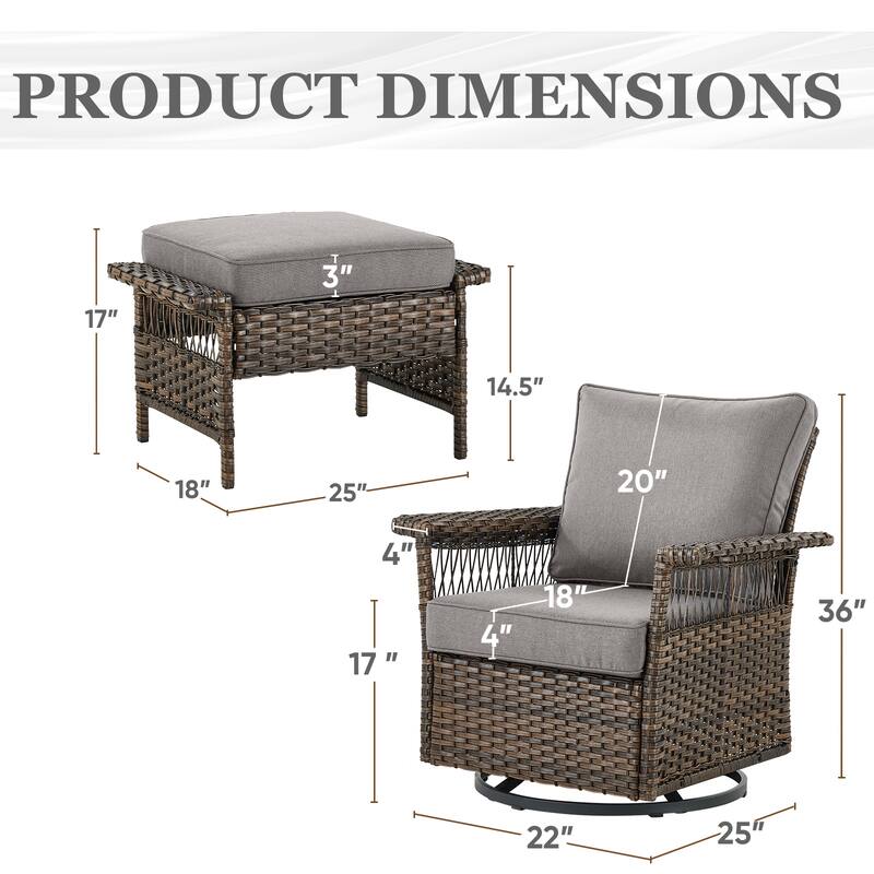 Outdoor Swivel Chair Gliders Chair Ottoman