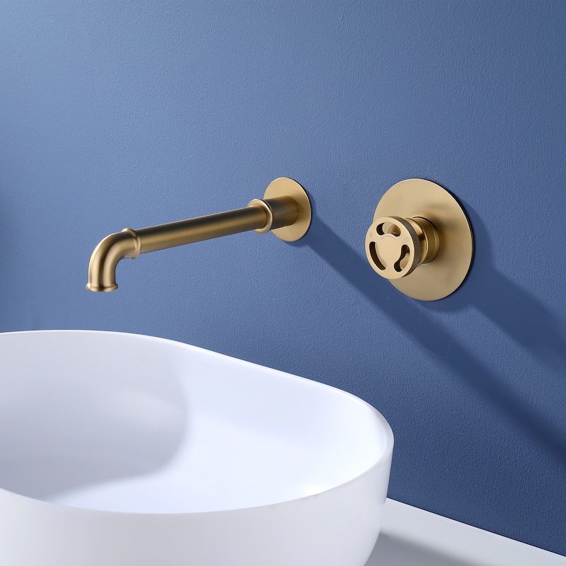 Modern Wall Mounted Single Handle Bathroom Sink Faucet in Gold - Brushed Gold