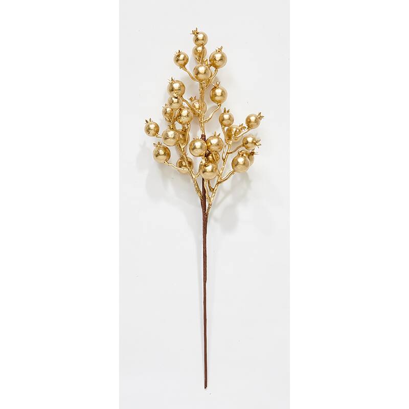 18" Artificial Holly Berry For Christmas Spray, Gold, Set of 3 - 18