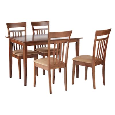 Classy 5 Piece Wooden Dining Table Set, Brown