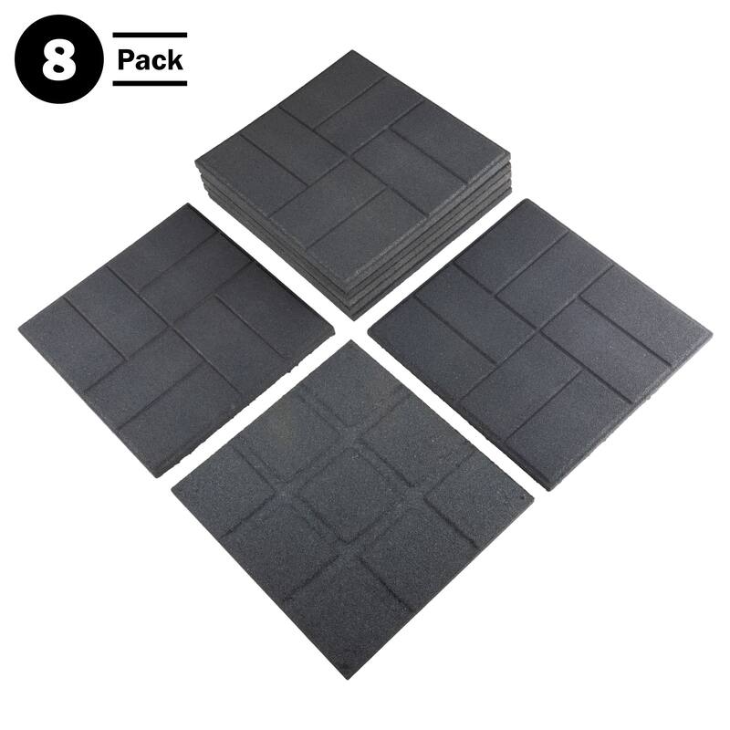 Pure Garden Rubber Deck Tiles 8-Pack - 28SQFT Outdoor Flooring Pavers