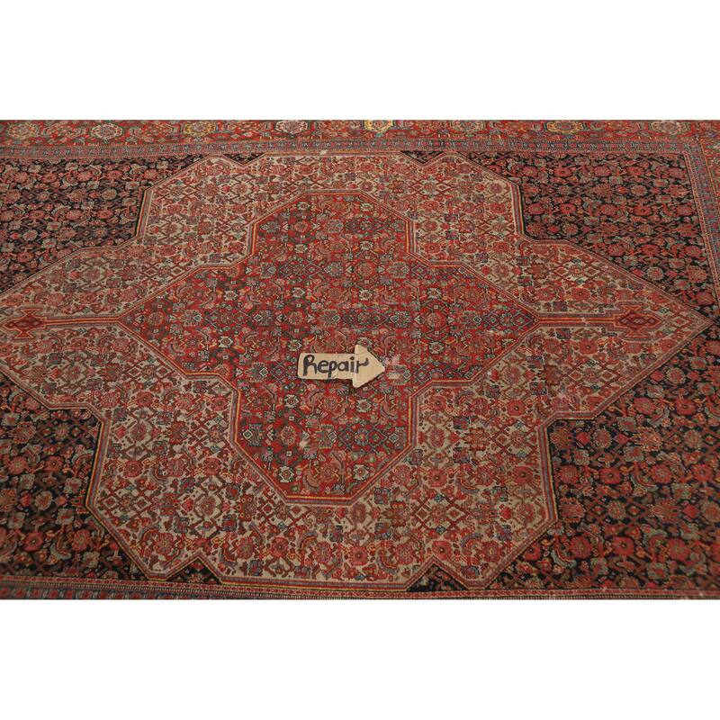Pre-1900 Antique Vegetable Dye Senneh Persian Rug Handmade Wool Carpet - 4'8" x 6'8"