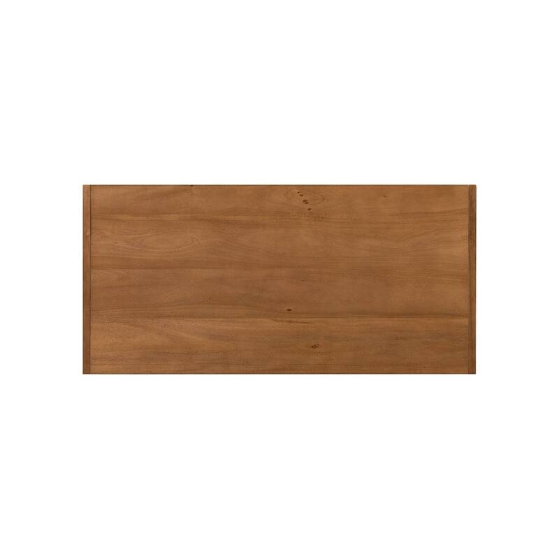 Nuvon Walnut-Finished Acacia Wood Cabinet with Double Glass Doors