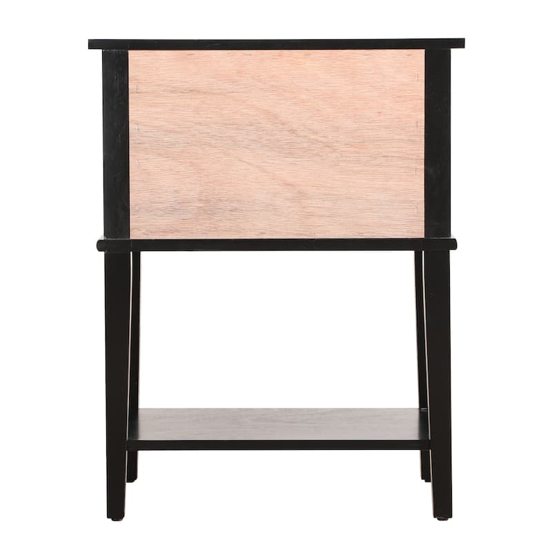 Black Nightstand 28x22x16 Sleek Contemporary Bedside Table with Open Shelf Storage, Minimalist Modern Bedroom Accent