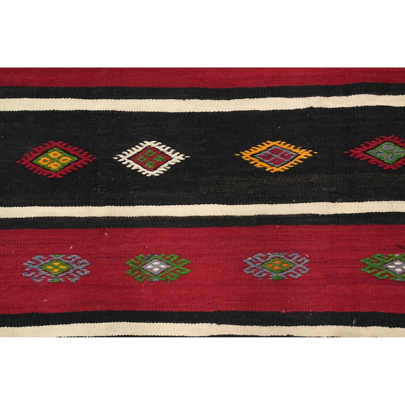 Hand Woven Oriental 100% Wool Carpet Southwestern Tribal Red Kilim Area Rug - 10' 3'' X 5' 7''