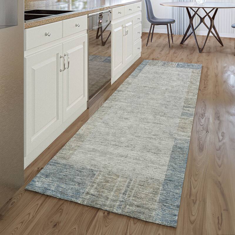 Premium Washable Super Soft Modern Border Mayfield Rug - Taupe - 2' 3" x 7' 6" - Runner