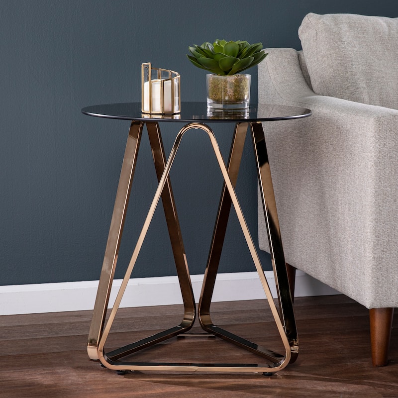 SEI Furniture Sawtelle Contemporary Geometric Round Champagne Glass Side Table