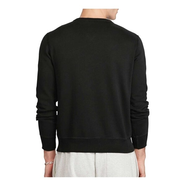 Polo Ralph Lauren Graphic Printed Fleece Crewneck Sweatshirt Black Medium M