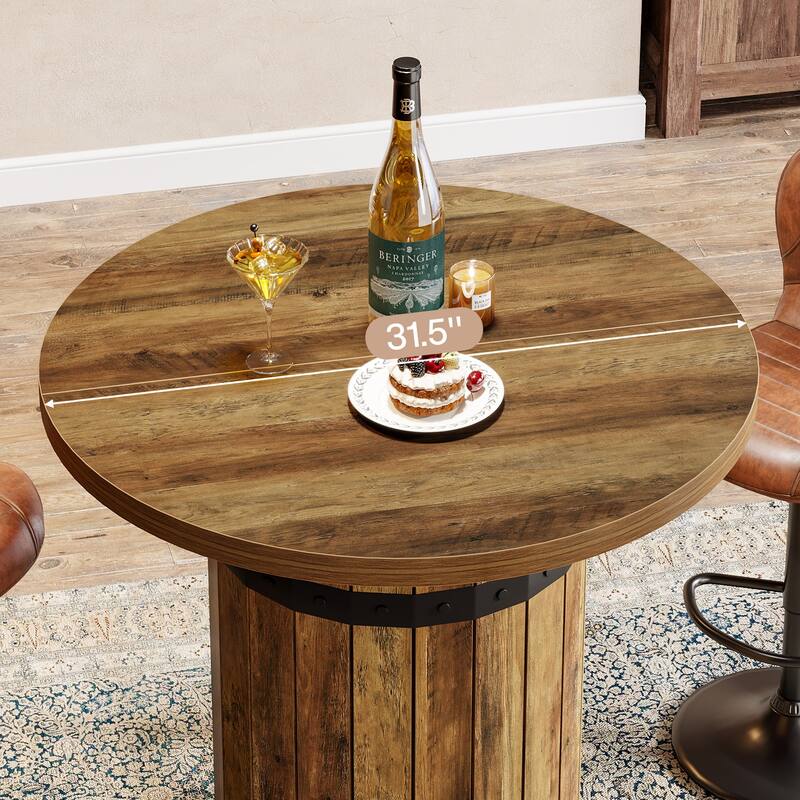Round Bar Table, Bistro Pub Table for Kitchen (Only Table)