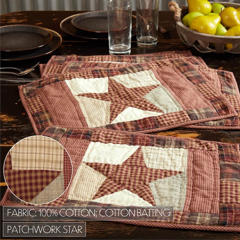 Potomac Jute Placemat Stencil Stars Set of 6 12x18 - Placemat 12x18