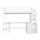 preview thumbnail 28 of 32, Full Size Loft Bed with Built-in L-Shaped Desk, Three-Tier Storage Shelves, and Attached Storage Staircase, Grey