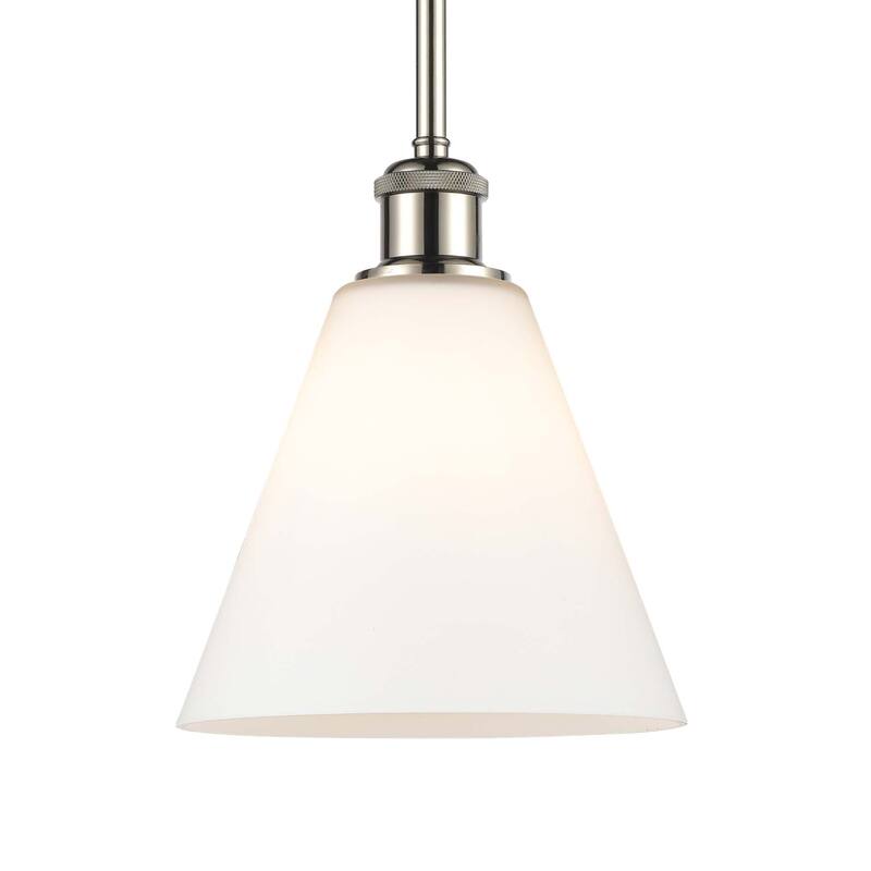 Innovations Lighting 516-1S-10-8 Berkshire Pendant Berkshire 8" Wide - Polished Nickel / Matte White