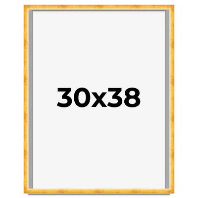 30x38 Shadow Box Frame Gold | 1.625 Inches Deep Real Wood Traditional