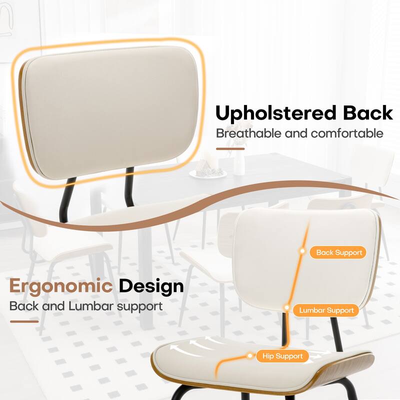 Faux Leather Upholstered Dining Chairs Set of 2/4 - 33.5"H x 19.3"W x 23"D