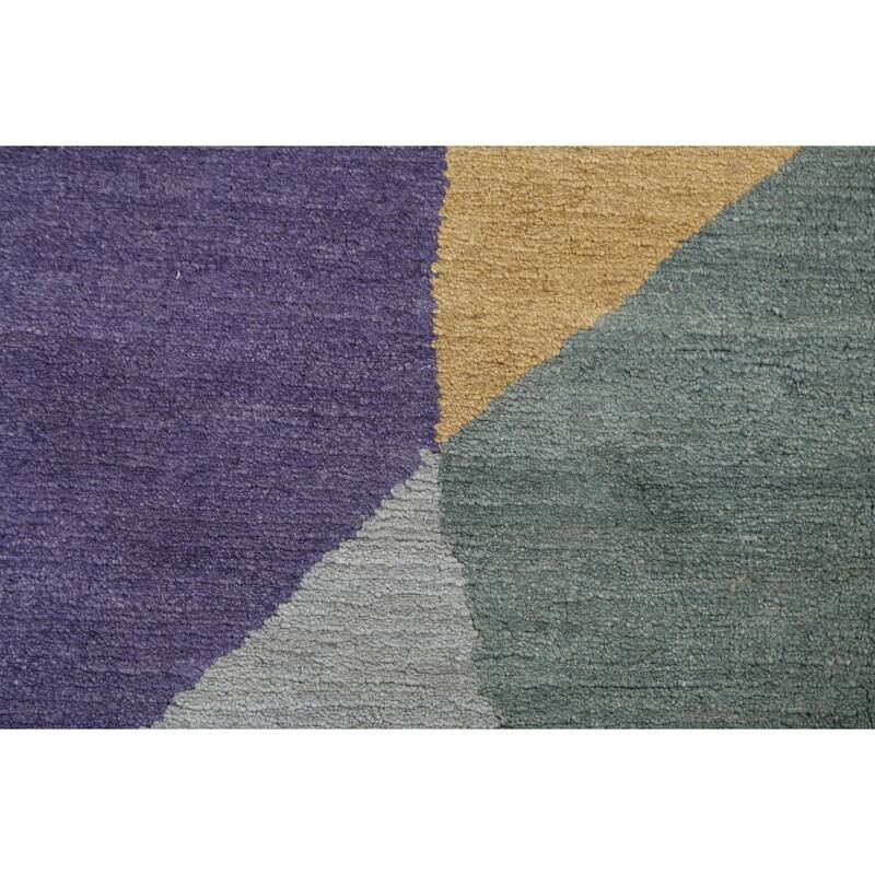 Vegetable Dye Abstract Nepalese Oriental Area Rug Handmade Wool Carpet - 6'2" x 9'3"