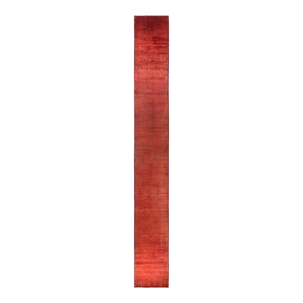 Overton Hand Knotted Wool Vintage Inspired Modern Contemporary Overdyed Orange Runner Rug - 2' 9" x 23' 10"