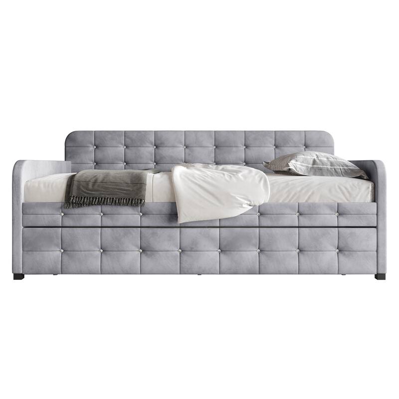 Clayfell Elyria Diamond Button Tufted Velvet Upholstered Daybed