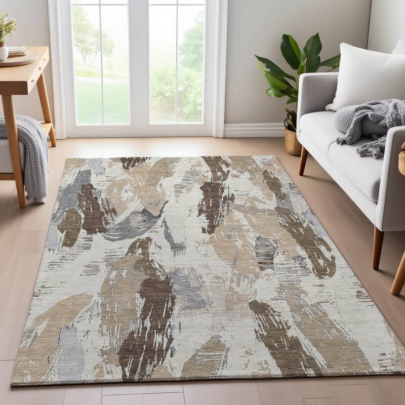 Premium Washable Super Soft Contemporary Strokes Mayfield Rug